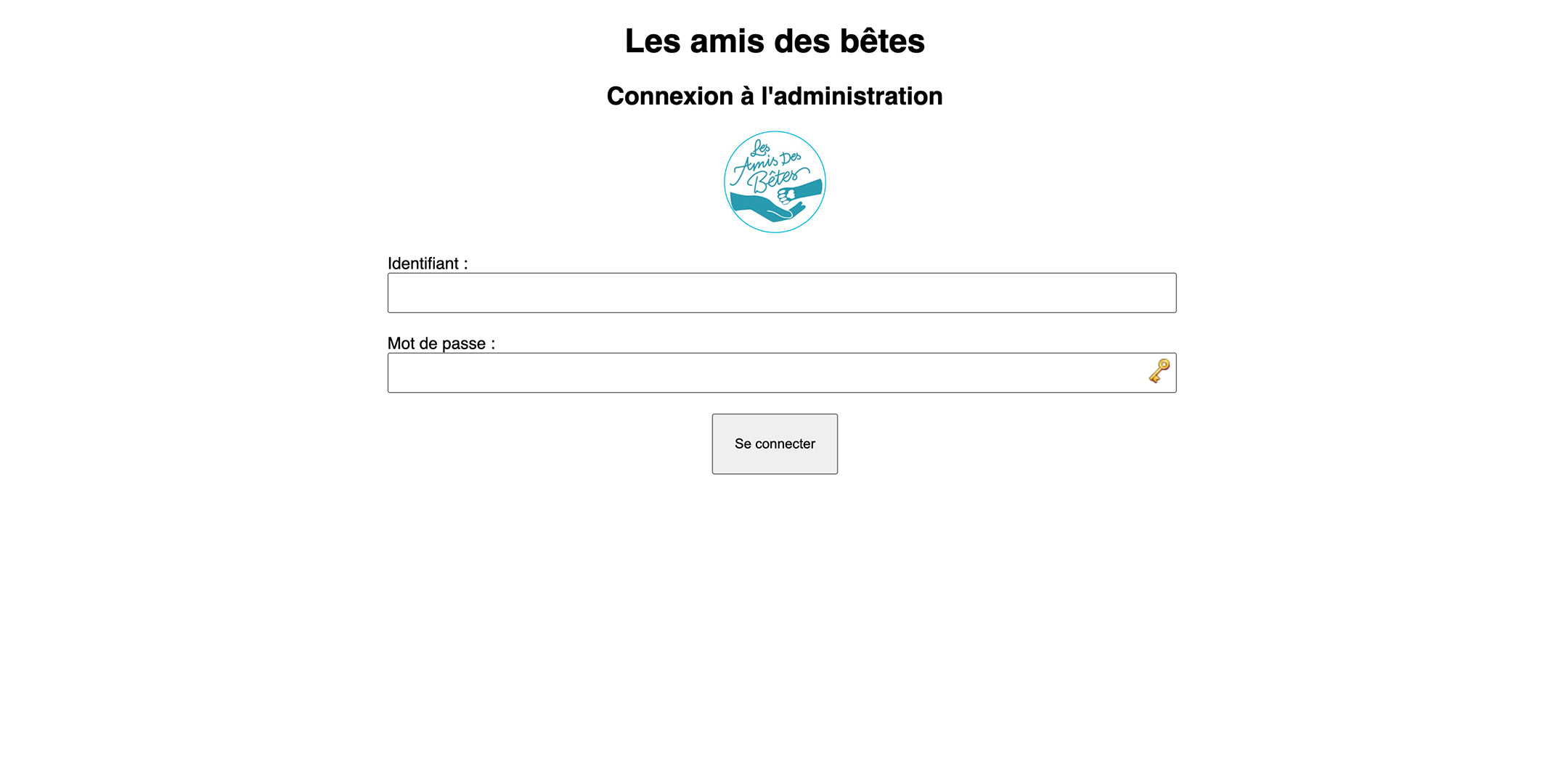 Formulaire de connexion à l'interface d'administration de l'outil.